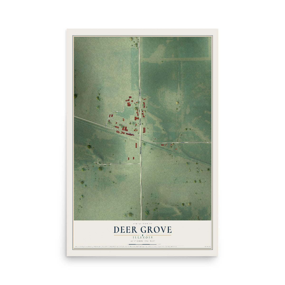 Map of Deer Grove, Illinois, 12 x 18 inch unframed archival matte print