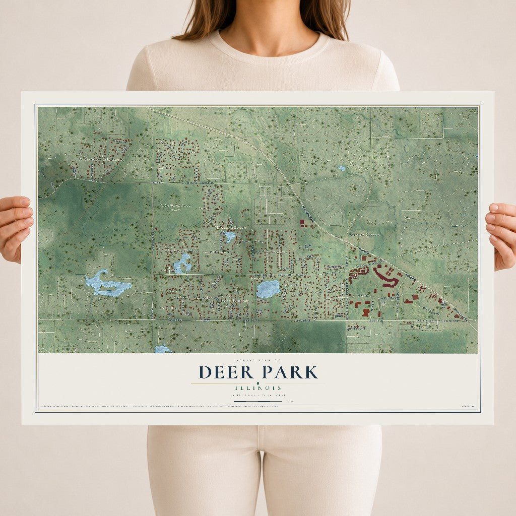 Map of Deer Park, Illinois, 18 x 24 inch unframed archival matte print
