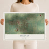 Map of Delavan, Illinois, 12 x 18 inch unframed archival matte print