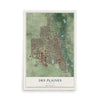 Map of Des Plaines, Illinois, 12 x 18 inch unframed archival matte print