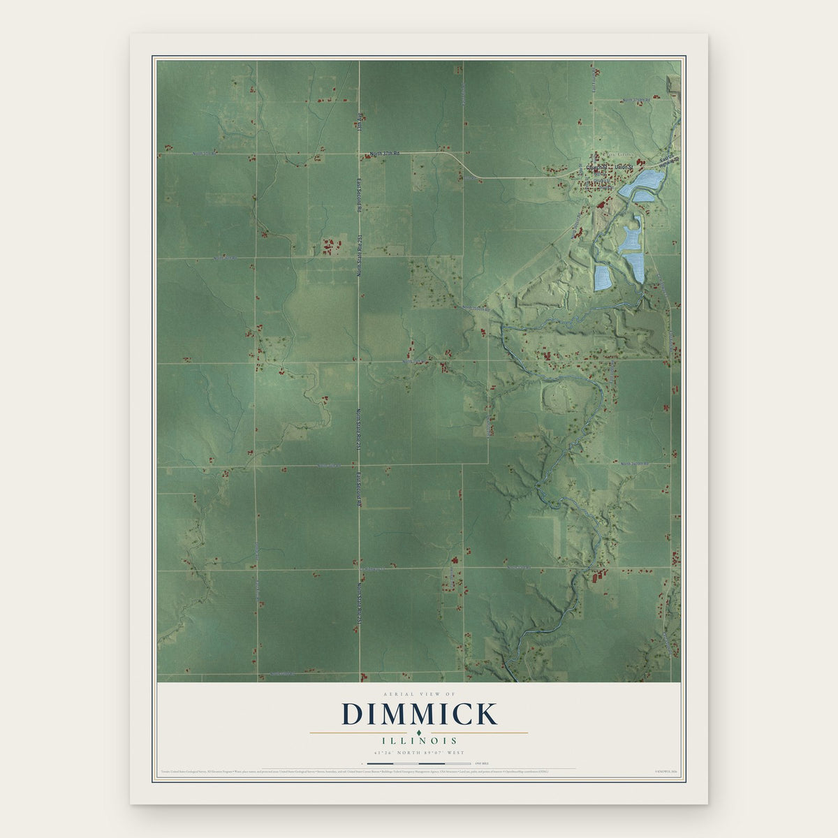 Dimmick, Illinois map print, the full design
