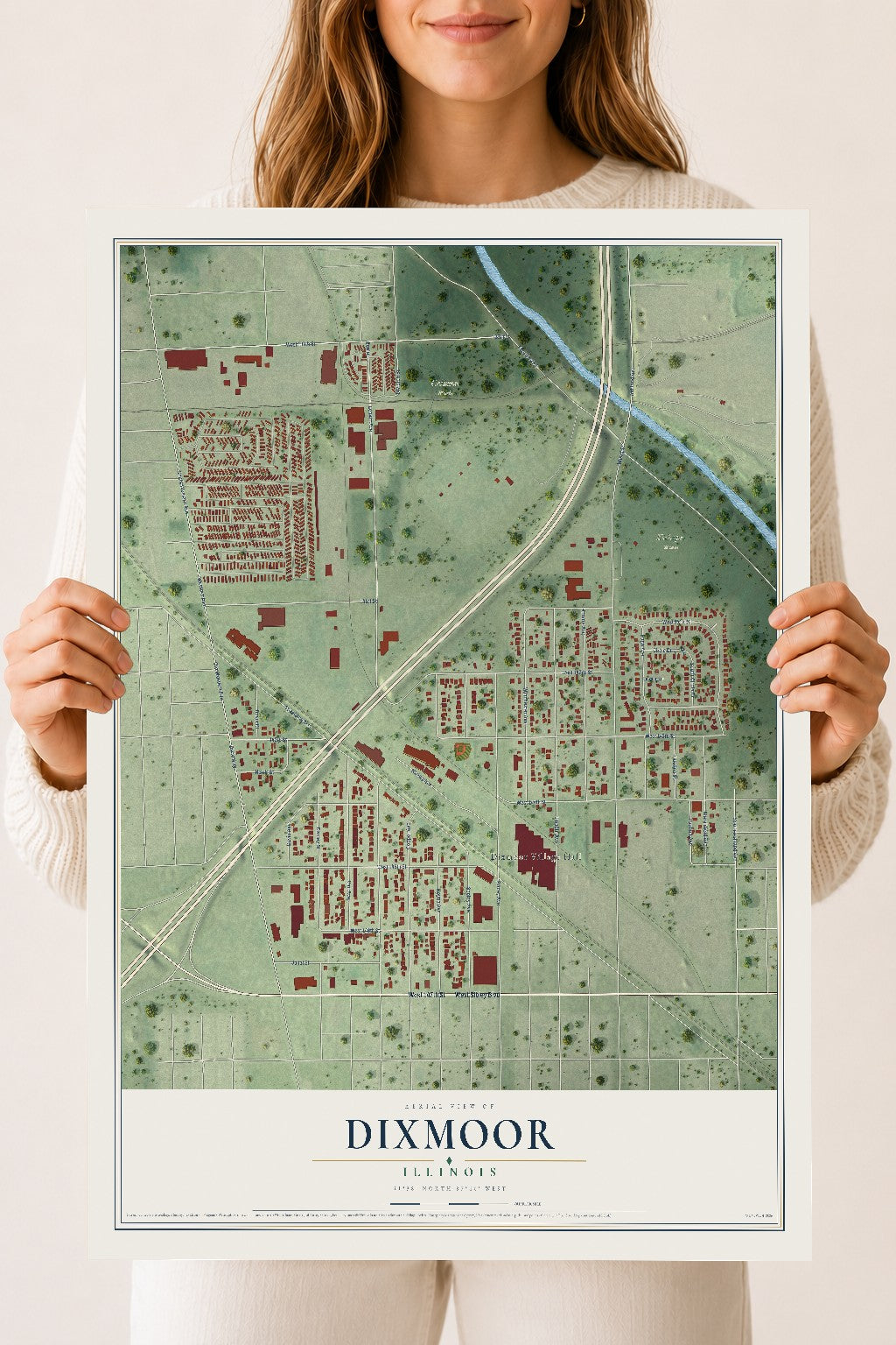 Map of Dixmoor, Illinois, 18 x 24 inch unframed archival matte print