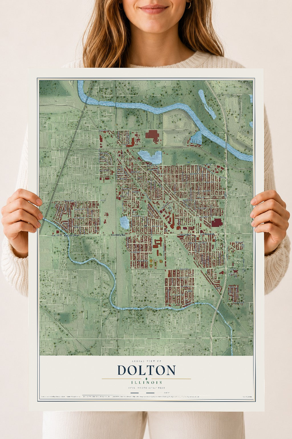 Map of Dolton, Illinois, 18 x 24 inch unframed archival matte print