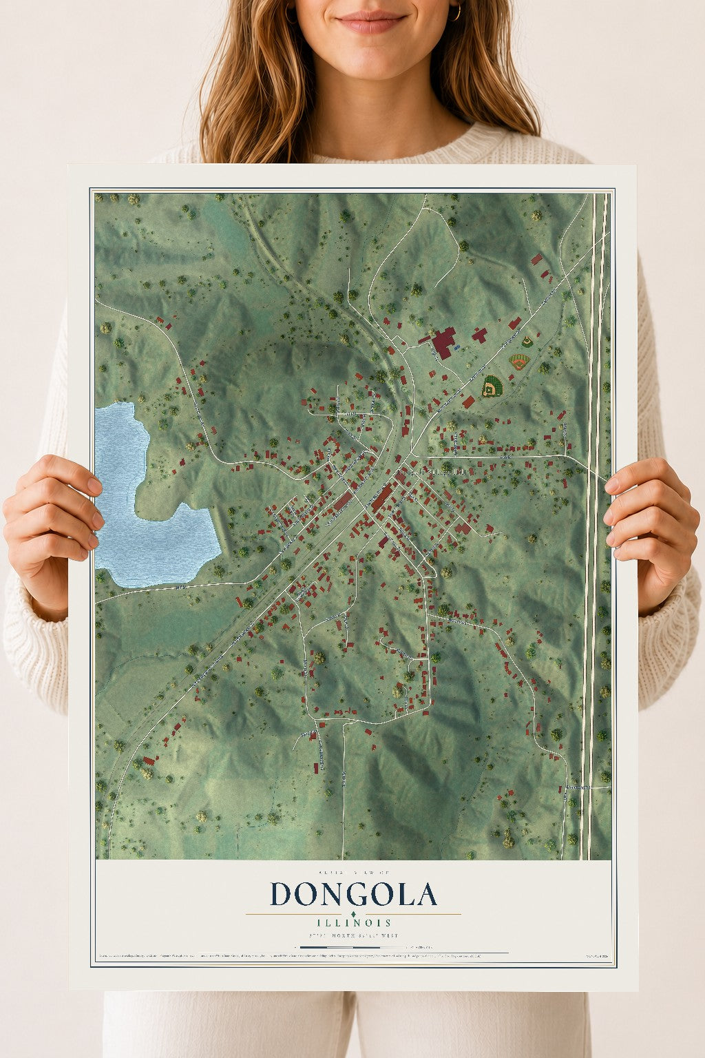 Map of Dongola, Illinois, 18 x 24 inch unframed archival matte print