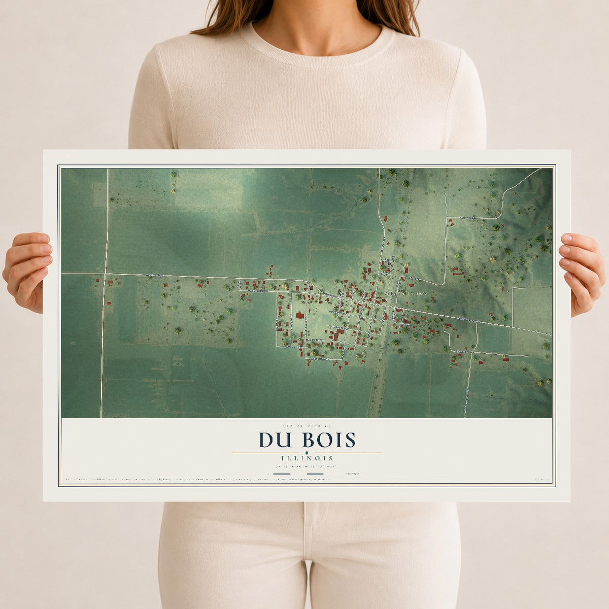 Map of Du Bois, Illinois, 12 x 18 inch unframed archival matte print