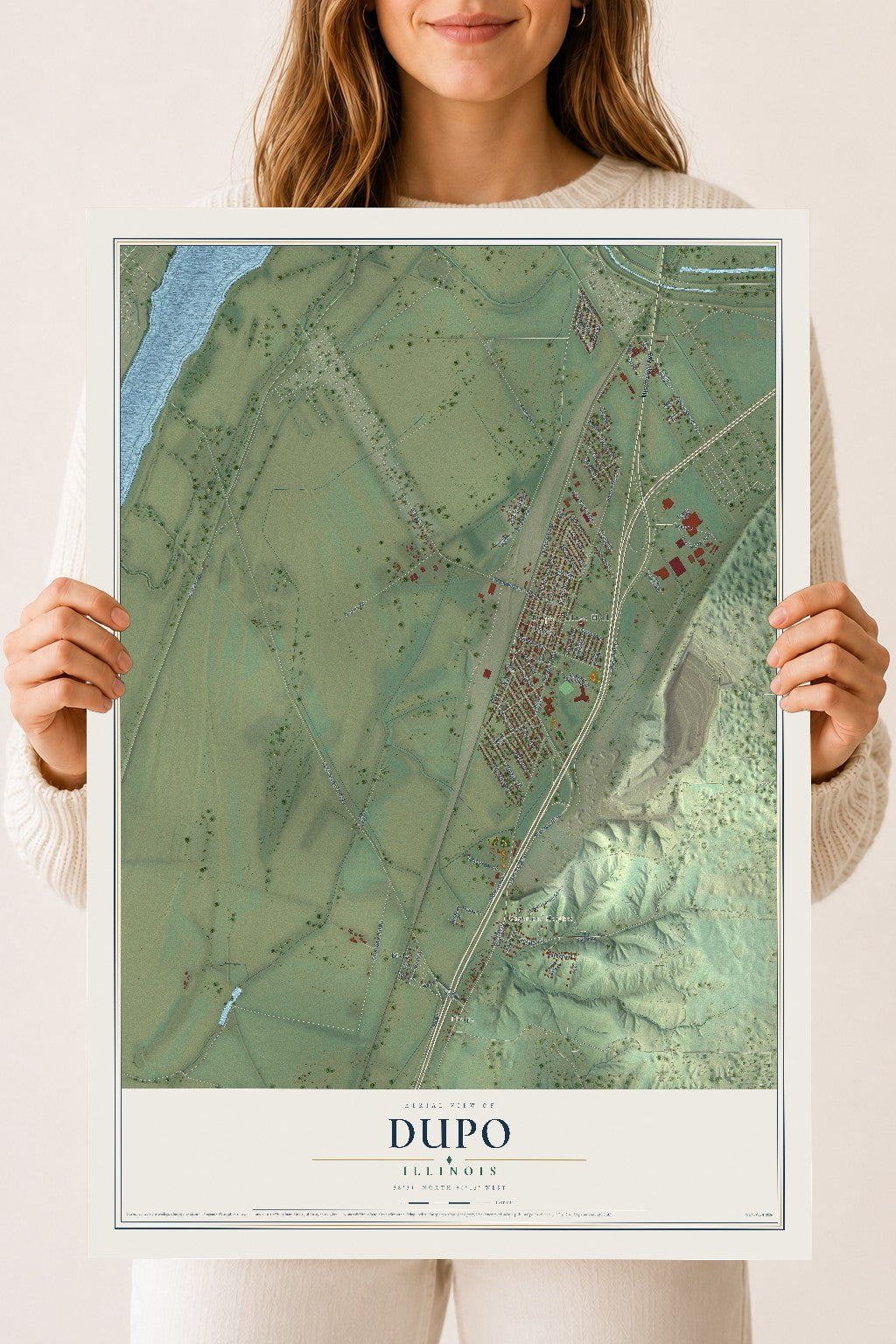 Map of Dupo, Illinois, 18 x 24 inch unframed archival matte print