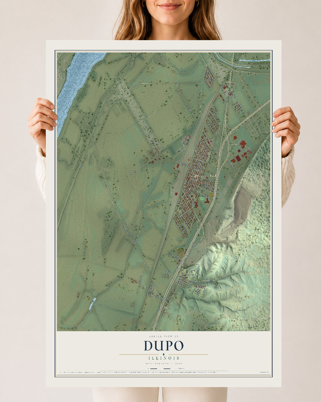 Map of Dupo, Illinois, 24 x 36 inch unframed archival matte print