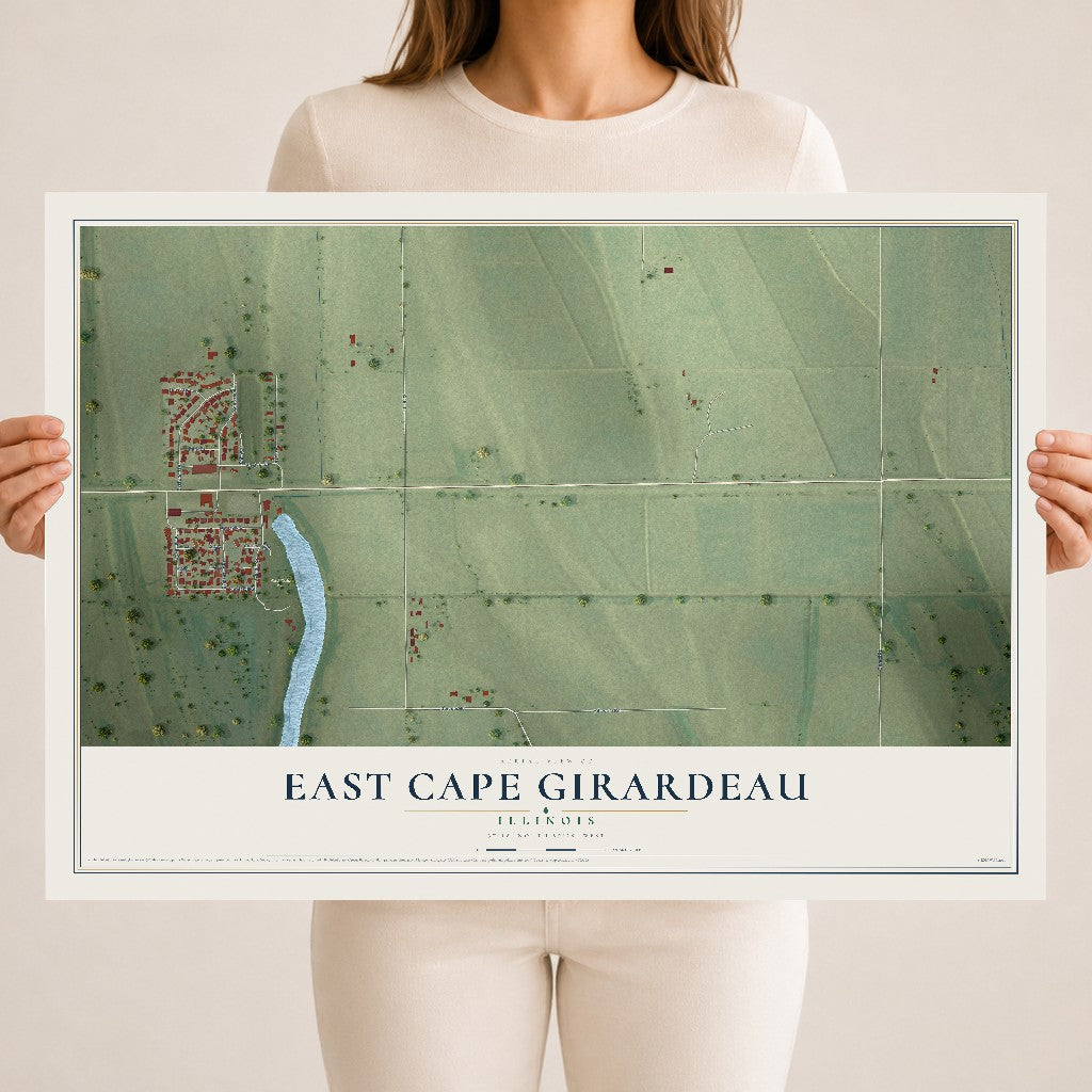 Map of East Cape Girardeau, Illinois, 18 x 24 inch unframed archival matte print