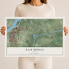 Map of East Moline, Illinois, 12 x 18 inch unframed archival matte print