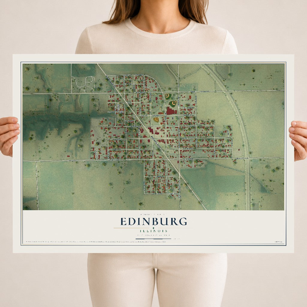 Map of Edinburg, Illinois, 18 x 24 inch unframed archival matte print