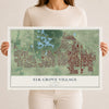 Map of Elk Grove Village, Illinois, 12 x 18 inch unframed archival matte print