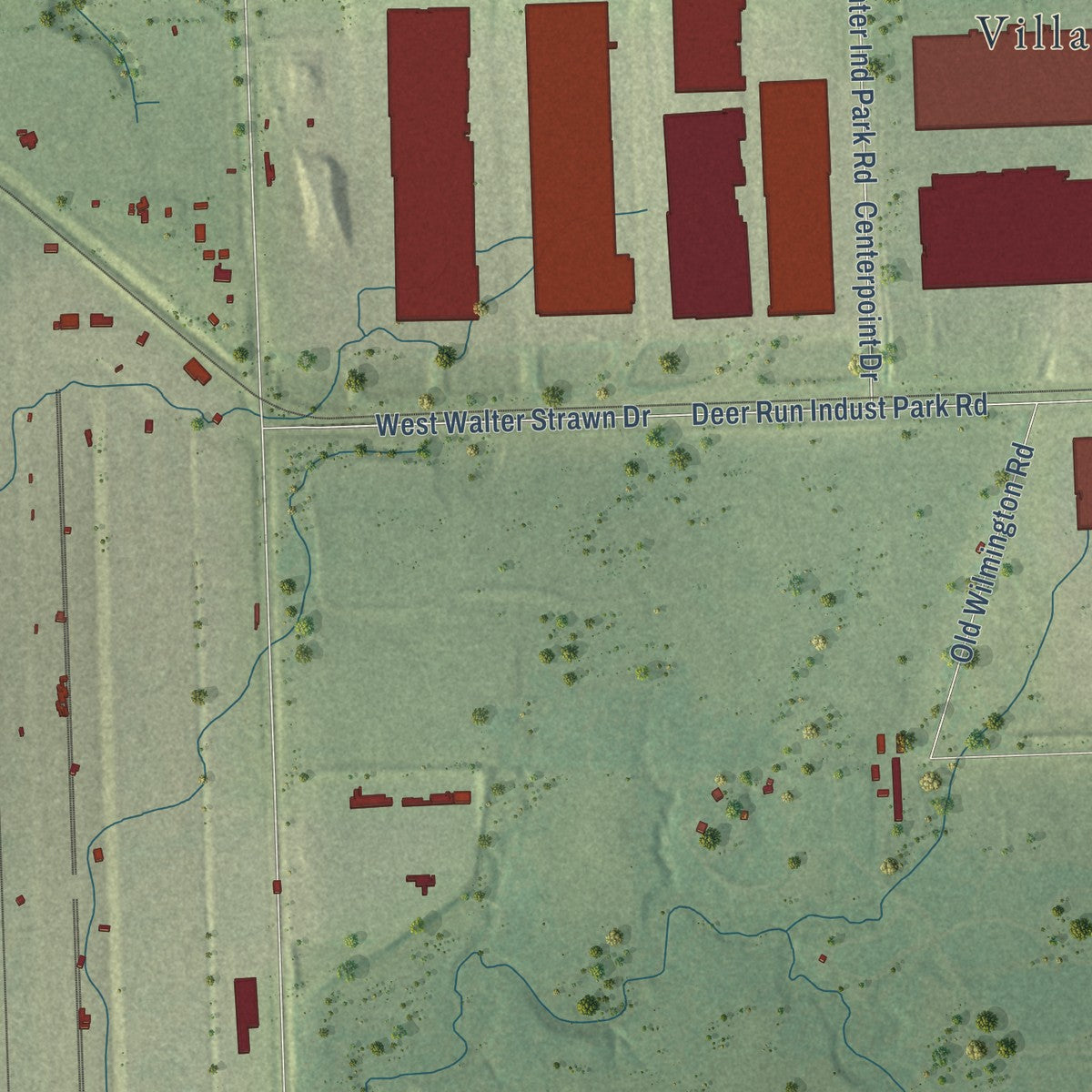 Second close-up of the map of Elwood, Illinois print showing more streets and buildings