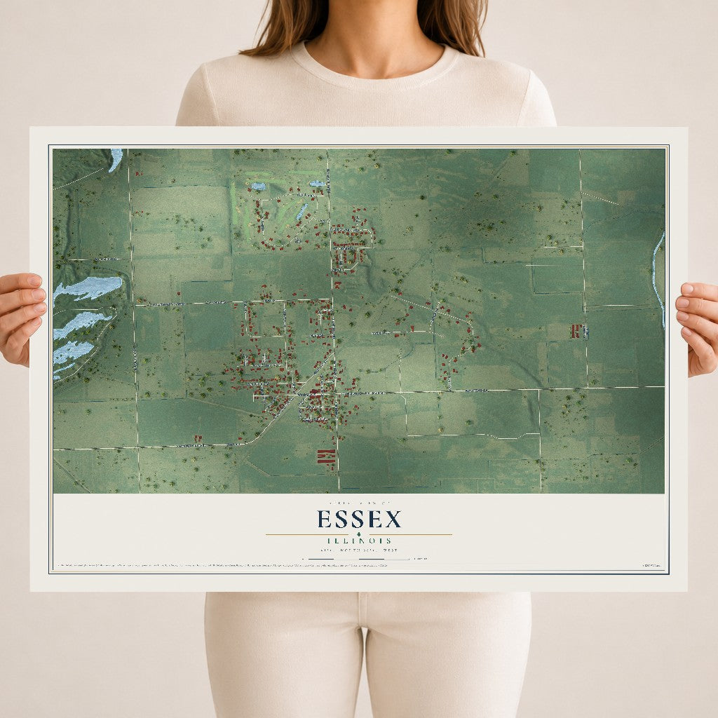 Map of Essex, Illinois, 18 x 24 inch unframed archival matte print