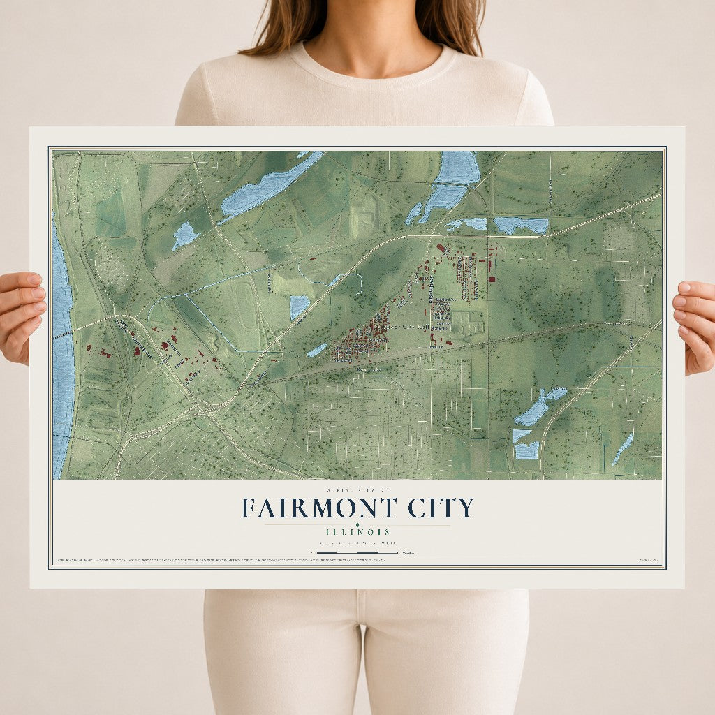 Map of Fairmont City, Illinois, 18 x 24 inch unframed archival matte print