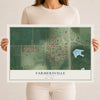 Map of Farmersville, Illinois, 12 x 18 inch unframed archival matte print