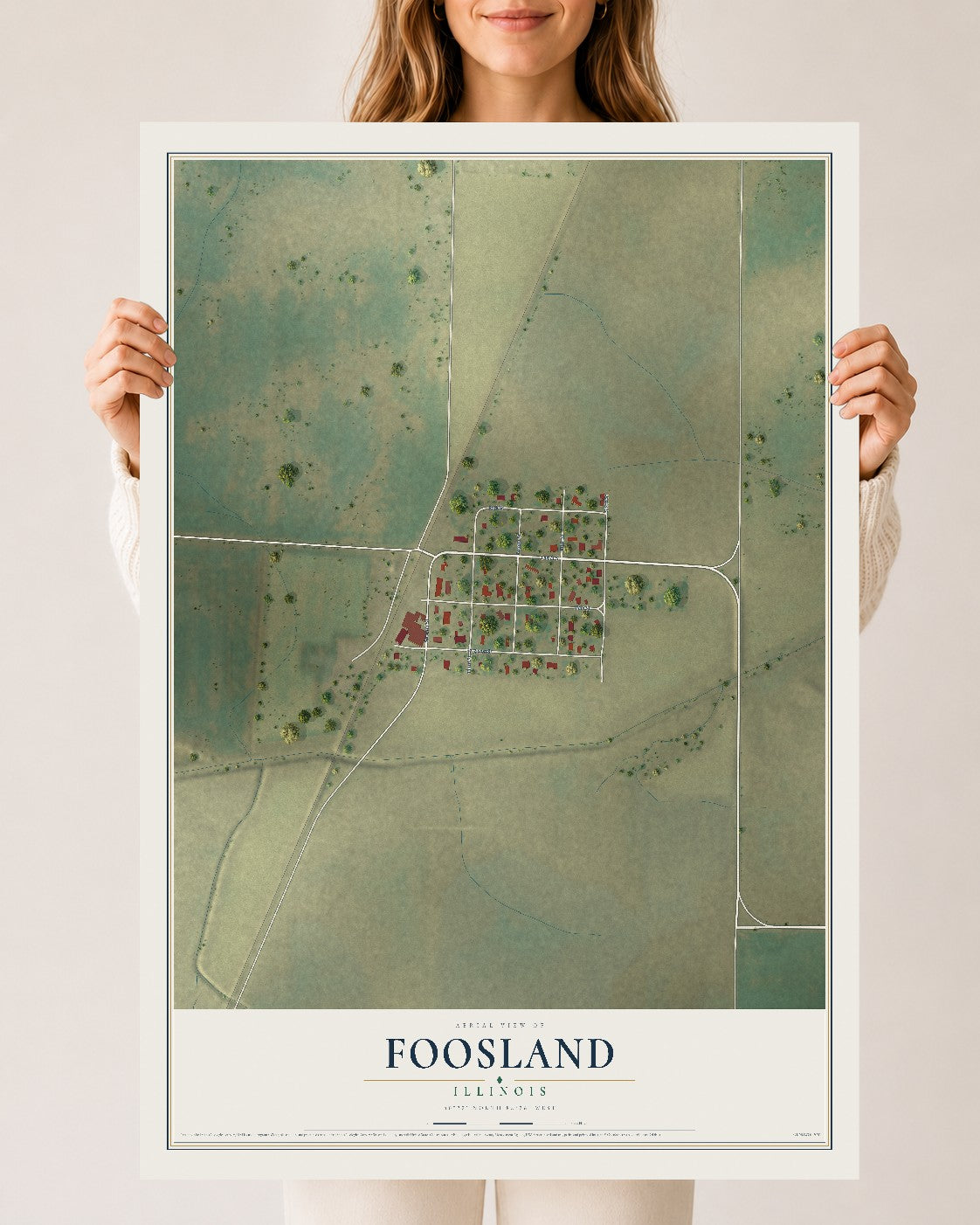 Map of Foosland, Illinois, 24 x 36 inch unframed archival matte print