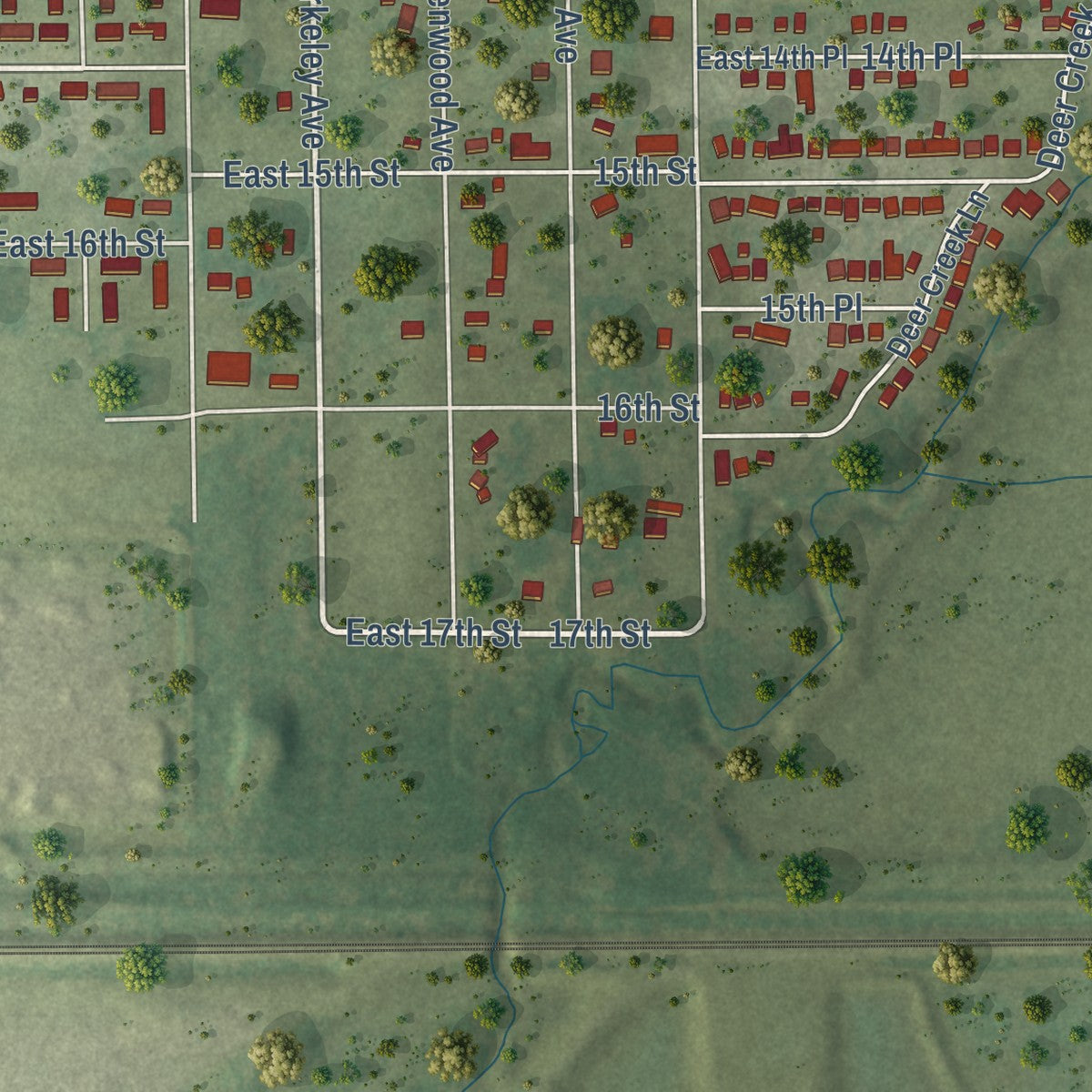 Second close-up of the map of Ford Heights, Illinois print showing more streets and buildings