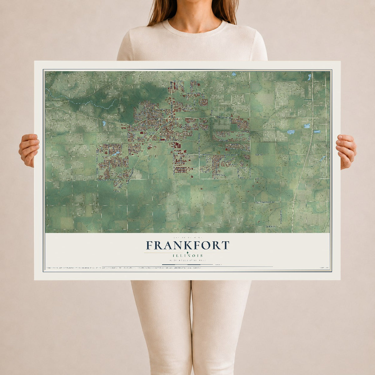 Map of Frankfort, Illinois, 24 x 36 inch unframed archival matte print