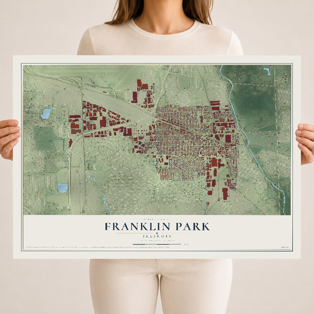 Map of Franklin Park, Illinois, 18 x 24 inch unframed archival matte print