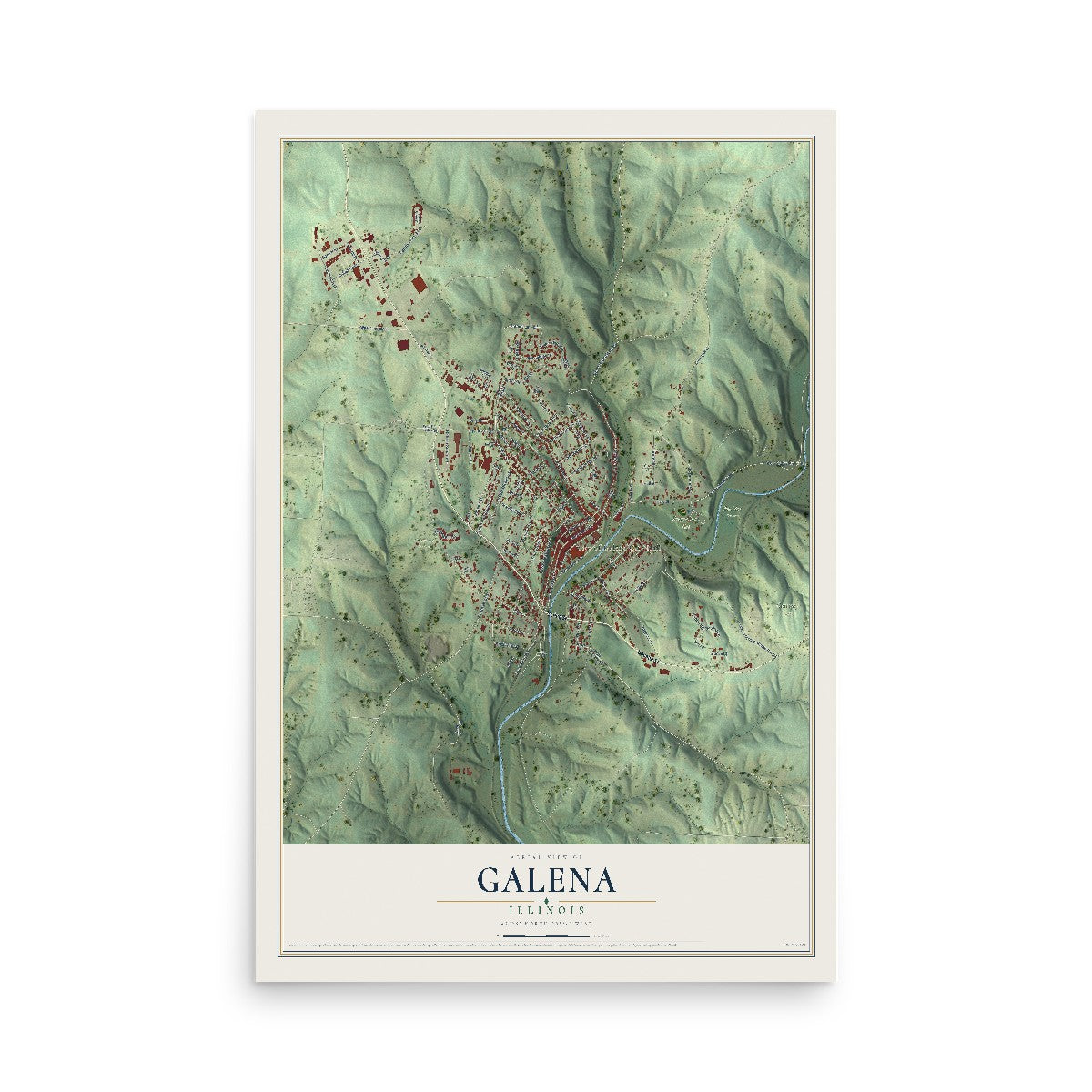 Map of Galena, Illinois, 12 x 18 inch unframed archival matte print