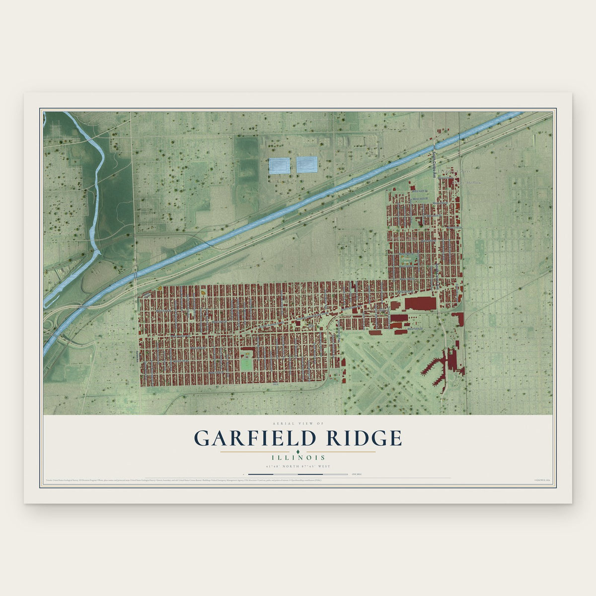 Garfield Ridge, Illinois map print, the full design