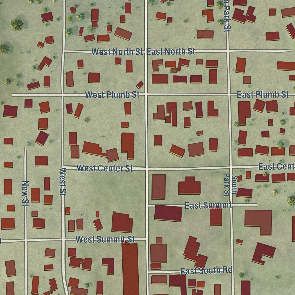 Close-up of the map of Gifford, Illinois print showing street and building detail