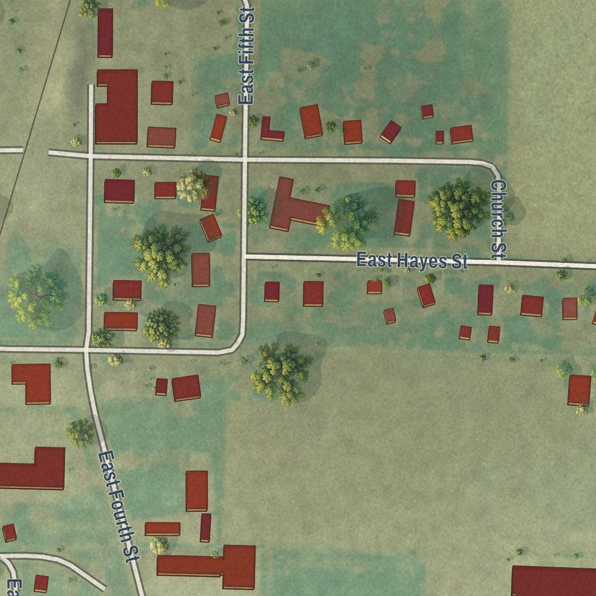 Second close-up of the map of Golden, Illinois print showing more streets and buildings