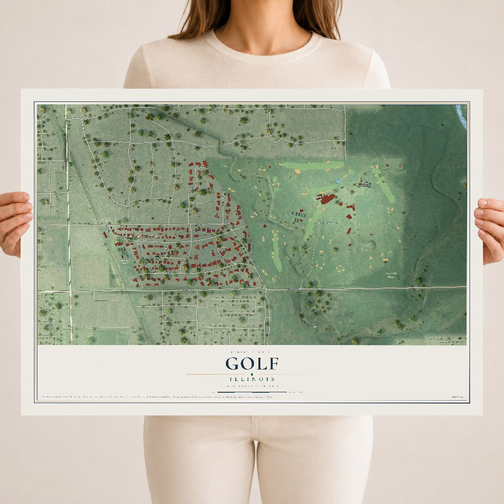 Map of Golf, Illinois, 18 x 24 inch unframed archival matte print
