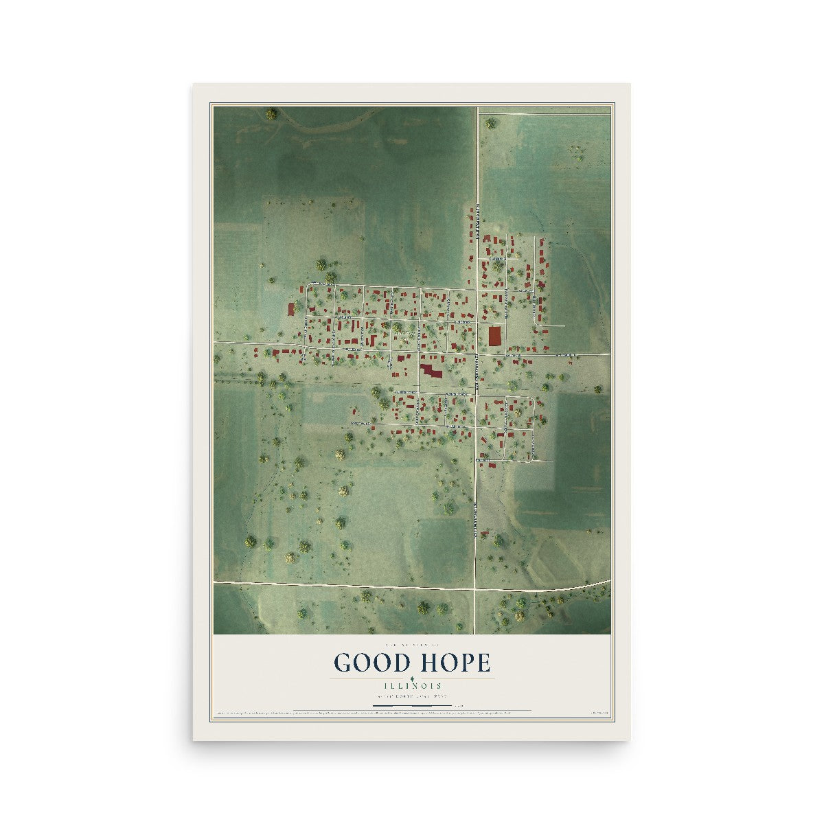 Map of Good Hope, Illinois, 12 x 18 inch unframed archival matte print