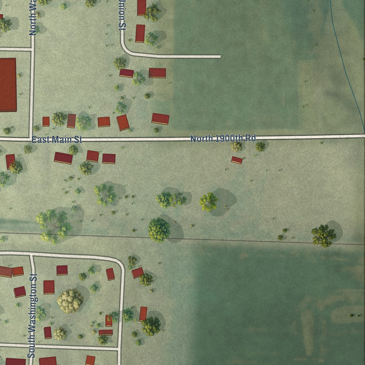Second close-up of the map of Good Hope, Illinois print showing more streets and buildings