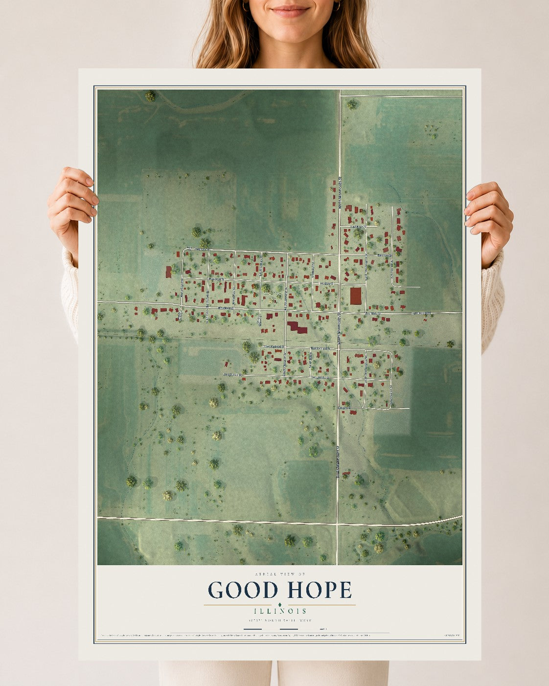 Map of Good Hope, Illinois, 24 x 36 inch unframed archival matte print