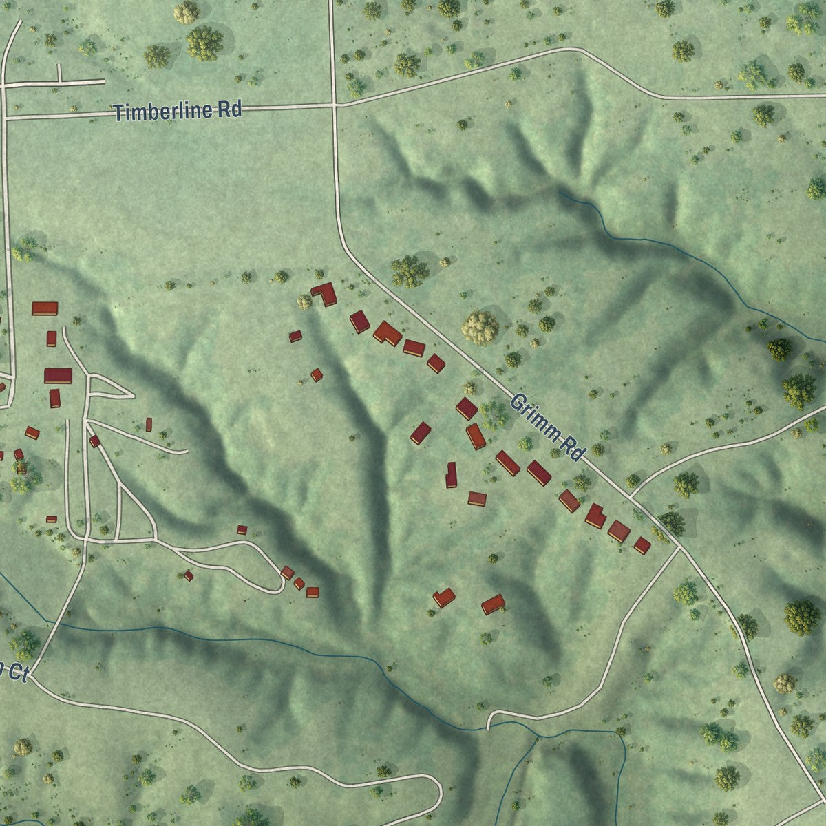 Second close-up of the map of Goodfield, Illinois print showing more streets and buildings