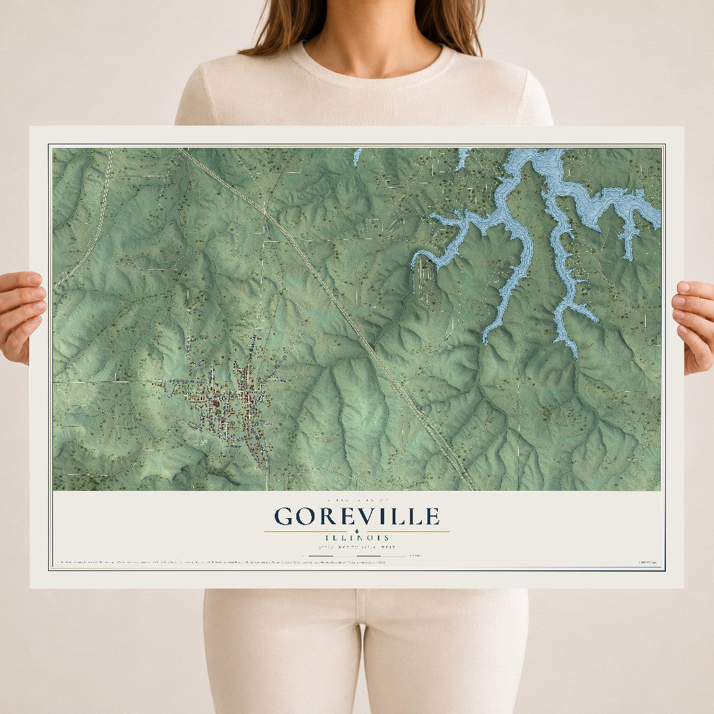 Map of Goreville, Illinois, 18 x 24 inch unframed archival matte print