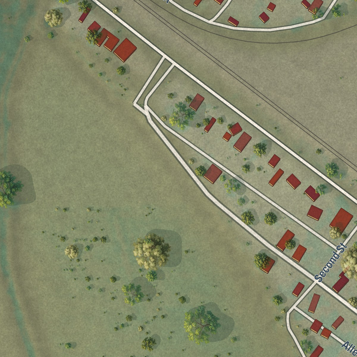 Second close-up of the map of Gorham, Illinois print showing more streets and buildings