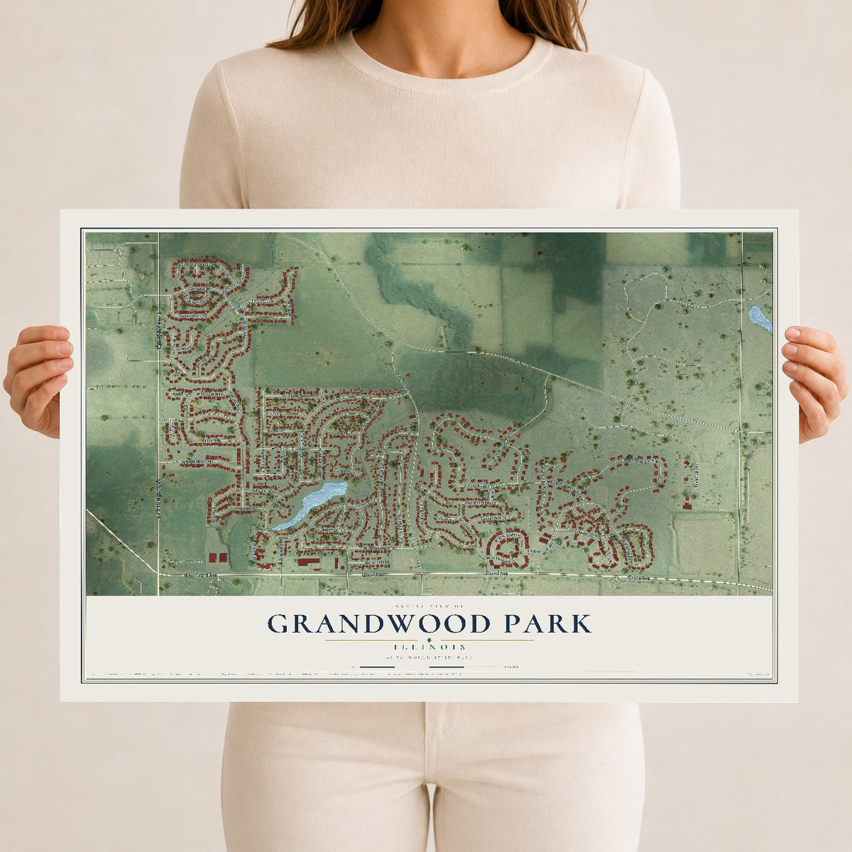 Map of Grandwood Park, Illinois, 12 x 18 inch unframed archival matte print