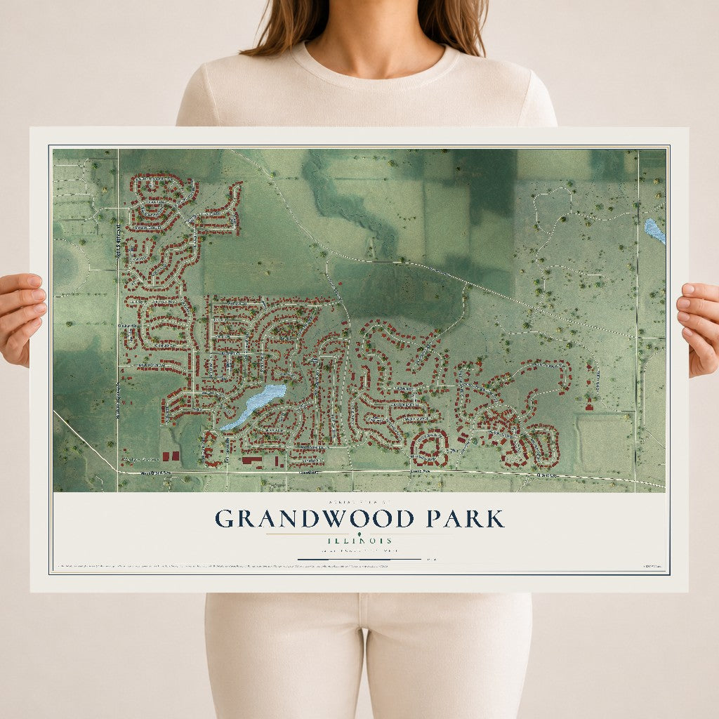 Map of Grandwood Park, Illinois, 18 x 24 inch unframed archival matte print