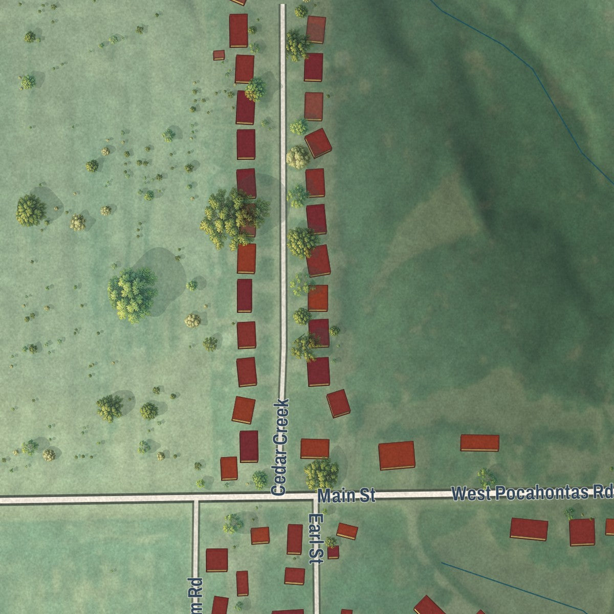 Second close-up of the map of Grantfork, Illinois print showing more streets and buildings