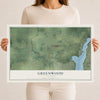 Map of Greenwood, Illinois, 12 x 18 inch unframed archival matte print