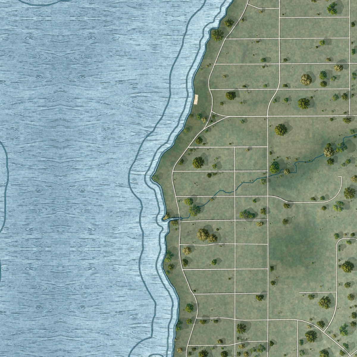 Second close-up of the map of Greenwood, Illinois print showing more streets and buildings