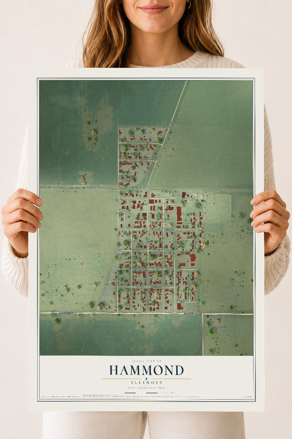 Map of Hammond, Illinois, 18 x 24 inch unframed archival matte print