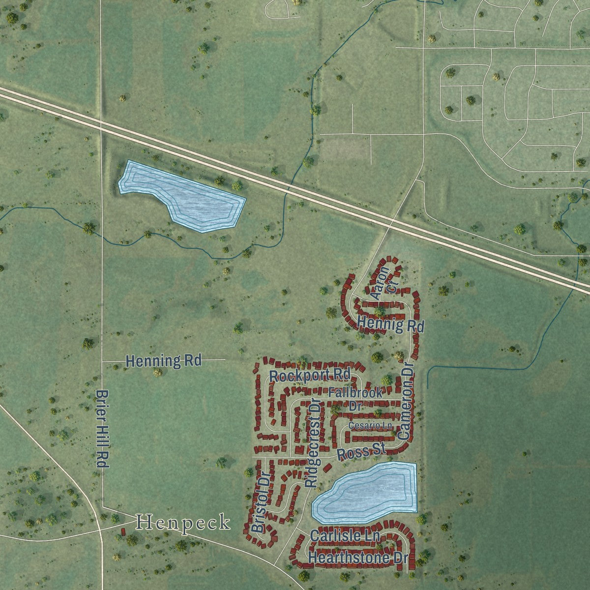 Second close-up of the map of Hampshire, Illinois print showing more streets and buildings