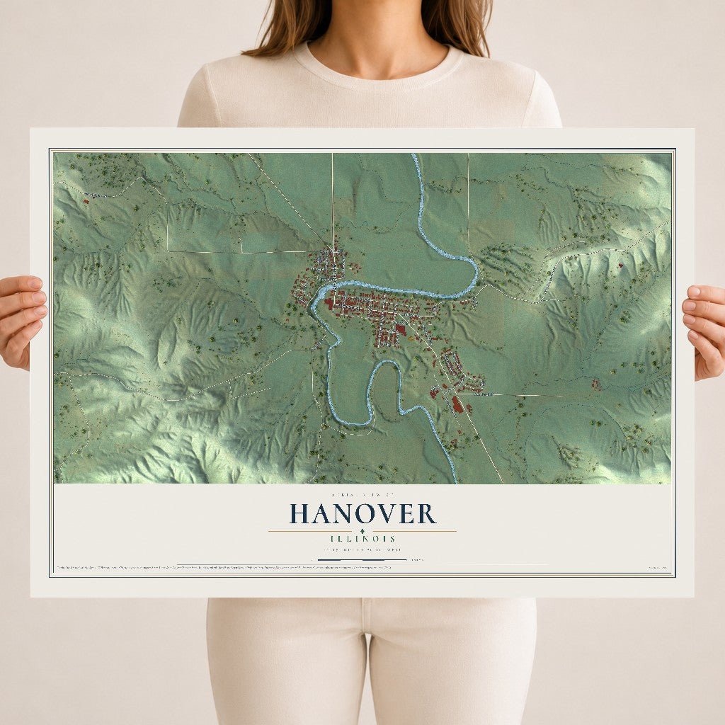 Map of Hanover, Illinois, 18 x 24 inch unframed archival matte print