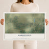 Map of Harristown, Illinois, 12 x 18 inch unframed archival matte print