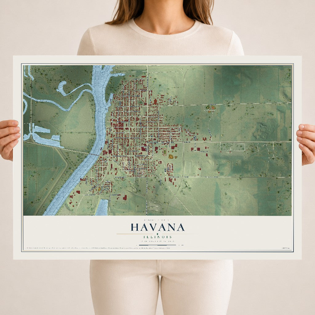 Map of Havana, Illinois, 18 x 24 inch unframed archival matte print