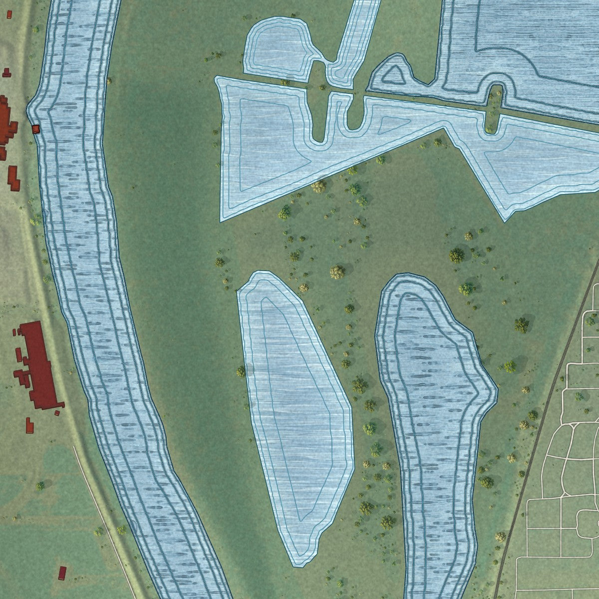 Close-up of the map of Hollis, Illinois print showing street and building detail