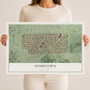 Map of Hometown, Illinois, 12 x 18 inch unframed archival matte print