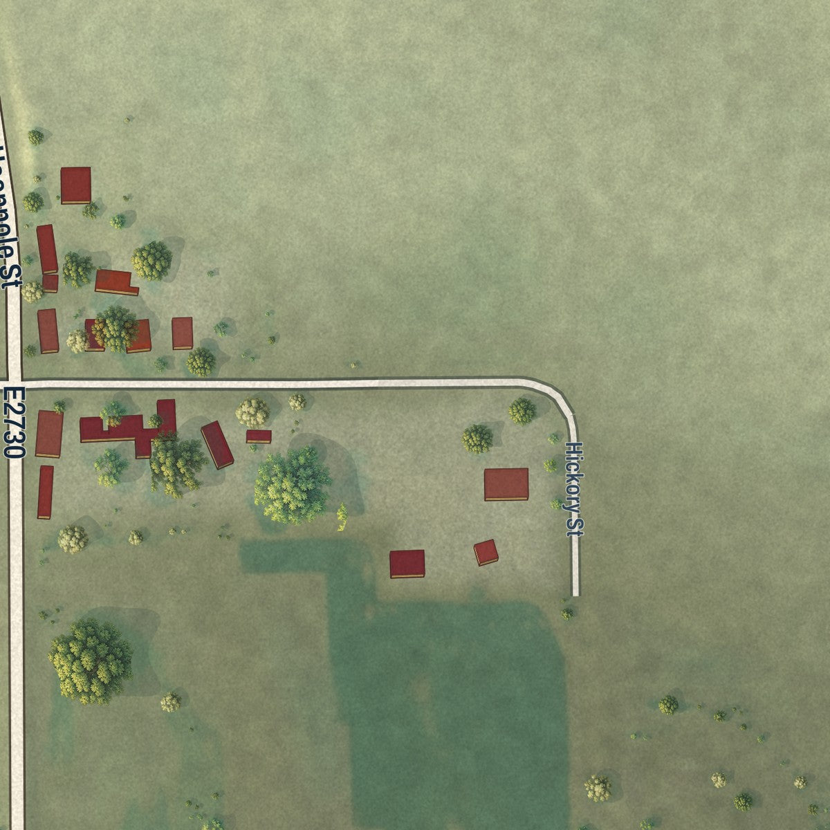Second close-up of the map of Hooppole, Illinois print showing more streets and buildings
