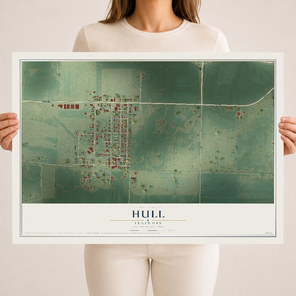 Map of Hull, Illinois, 18 x 24 inch unframed archival matte print