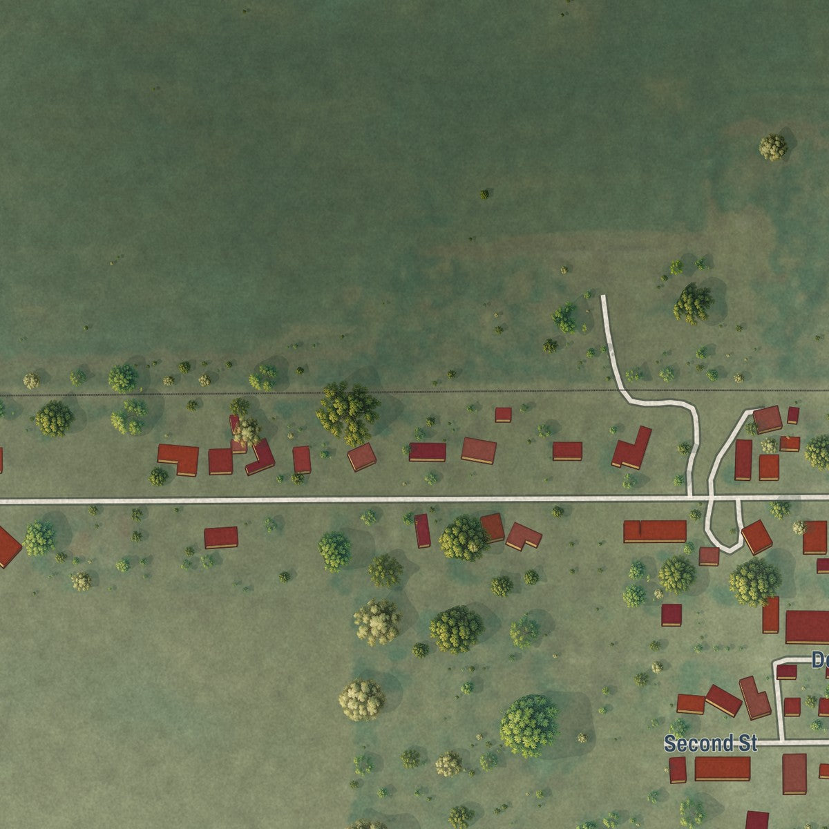 Second close-up of the map of Hume, Illinois print showing more streets and buildings