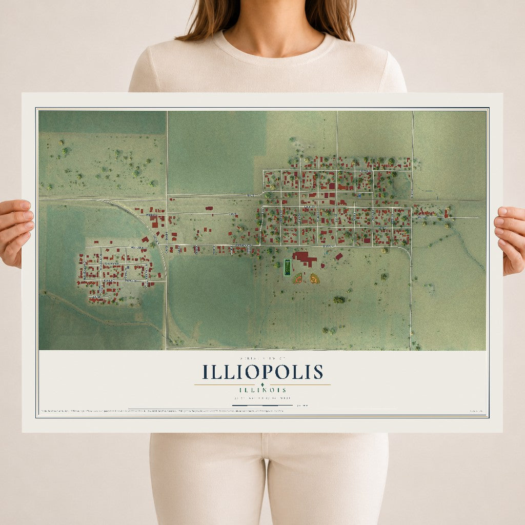 Map of Illiopolis, Illinois, 18 x 24 inch unframed archival matte print